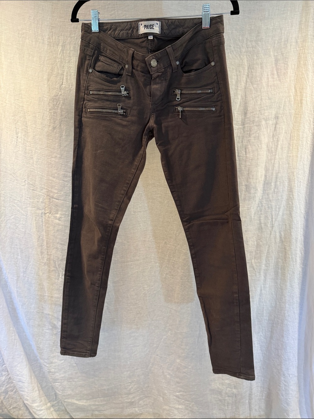 PAIGE Edgemont Moto Jeans with Front Zip Details size 26